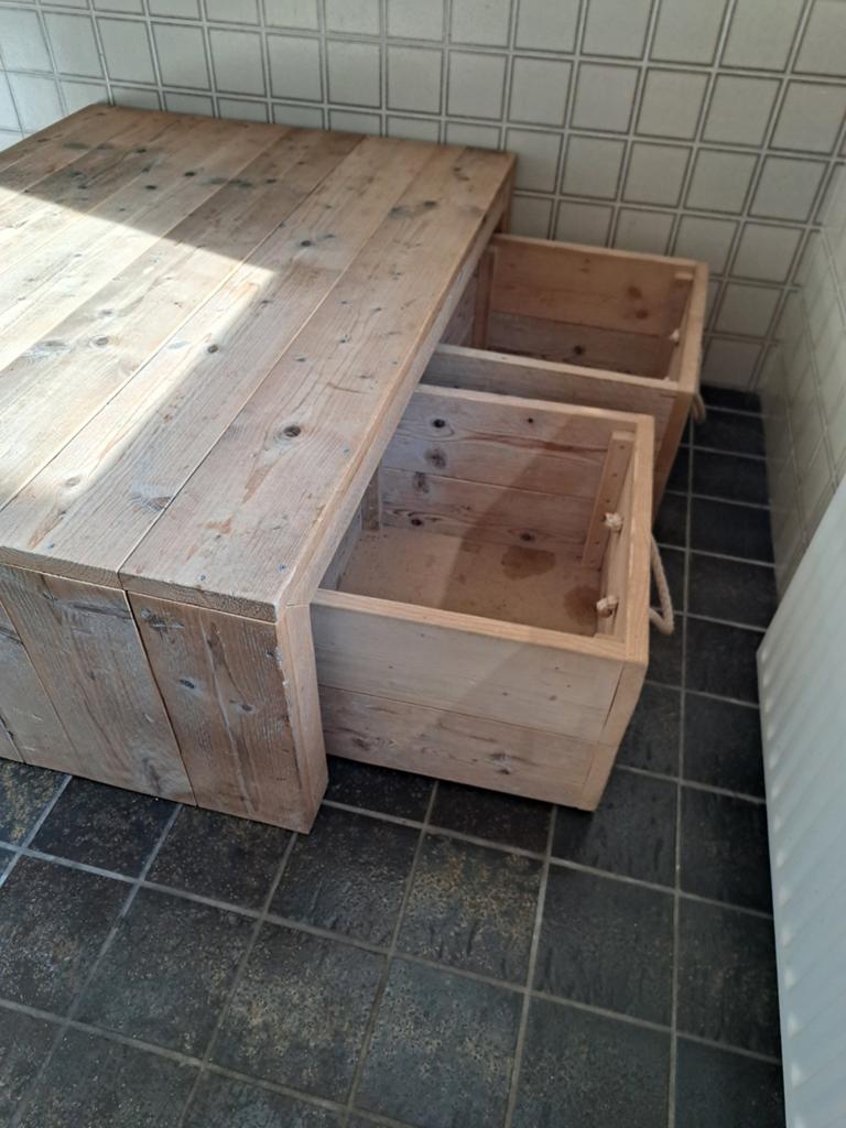 Stevige houten speeltafel/legotafel met opbergbakken, Ophalen
