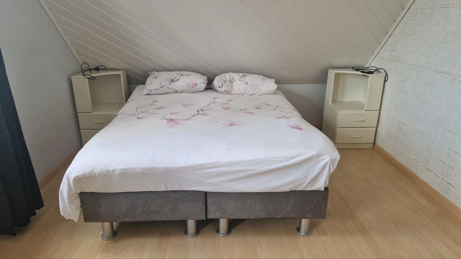 Tweepersoons boxspring met matras, Huis en Inrichting, Slaapkamer | Bedden, Ophalen, Gebruikt, Tweepersoons, 140 cm