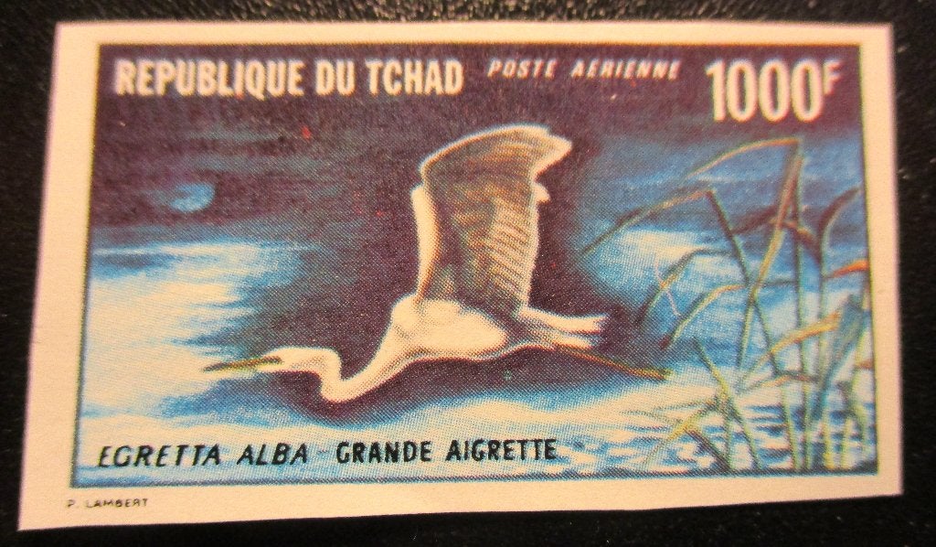 Tsjaad, Grote zilverreiger, zeldzame ongetande zegel, 1971, Verzenden, Postfris, Dier of Natuur