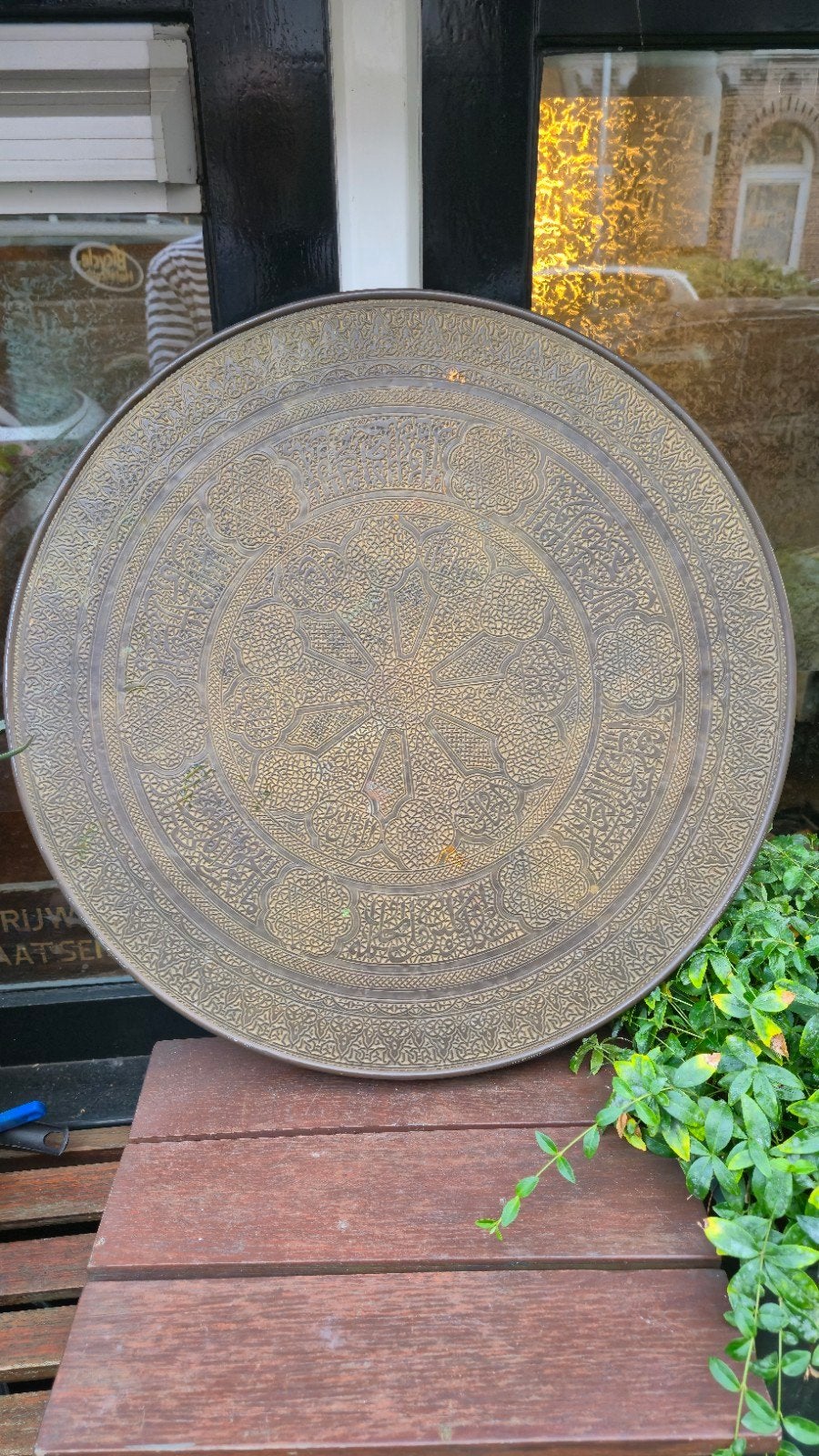 vintage oosters tafelblad 60 cm, Ophalen of Verzenden, Rechthoekig