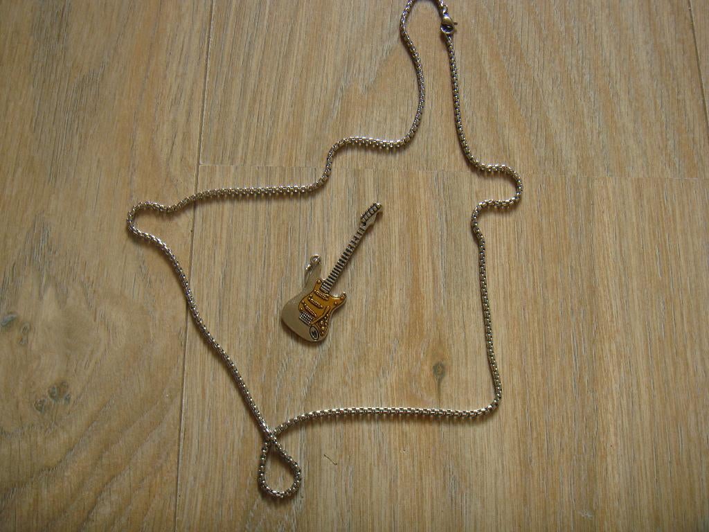 Halsketting guitar NIEUW, Sieraden, Tassen en Uiterlijk, Kettingen, Ophalen of Verzenden, Nieuw, Overige kleuren, Overige materialen