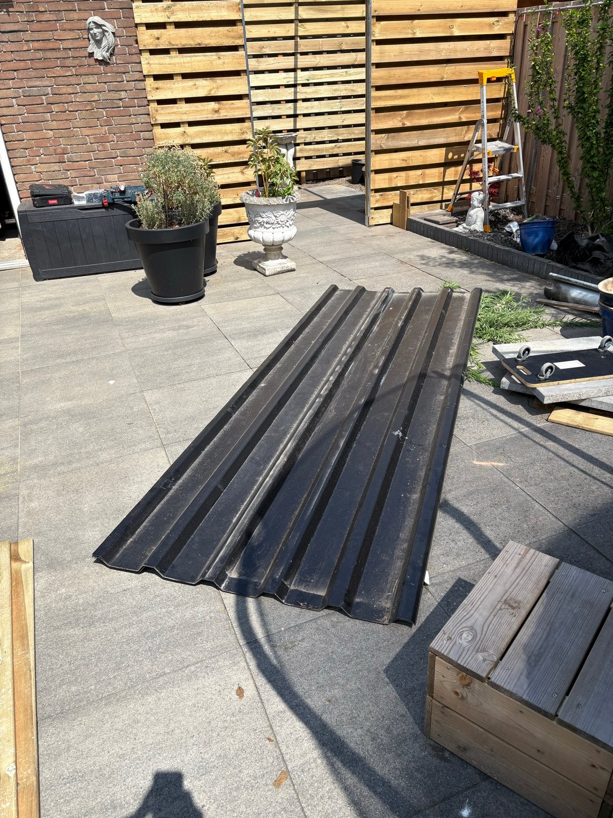 2 Zwarte Stalen Golfplaten 300x100 cm, Ophalen, Gebruikt, Zwart, 5 tot 10 m²