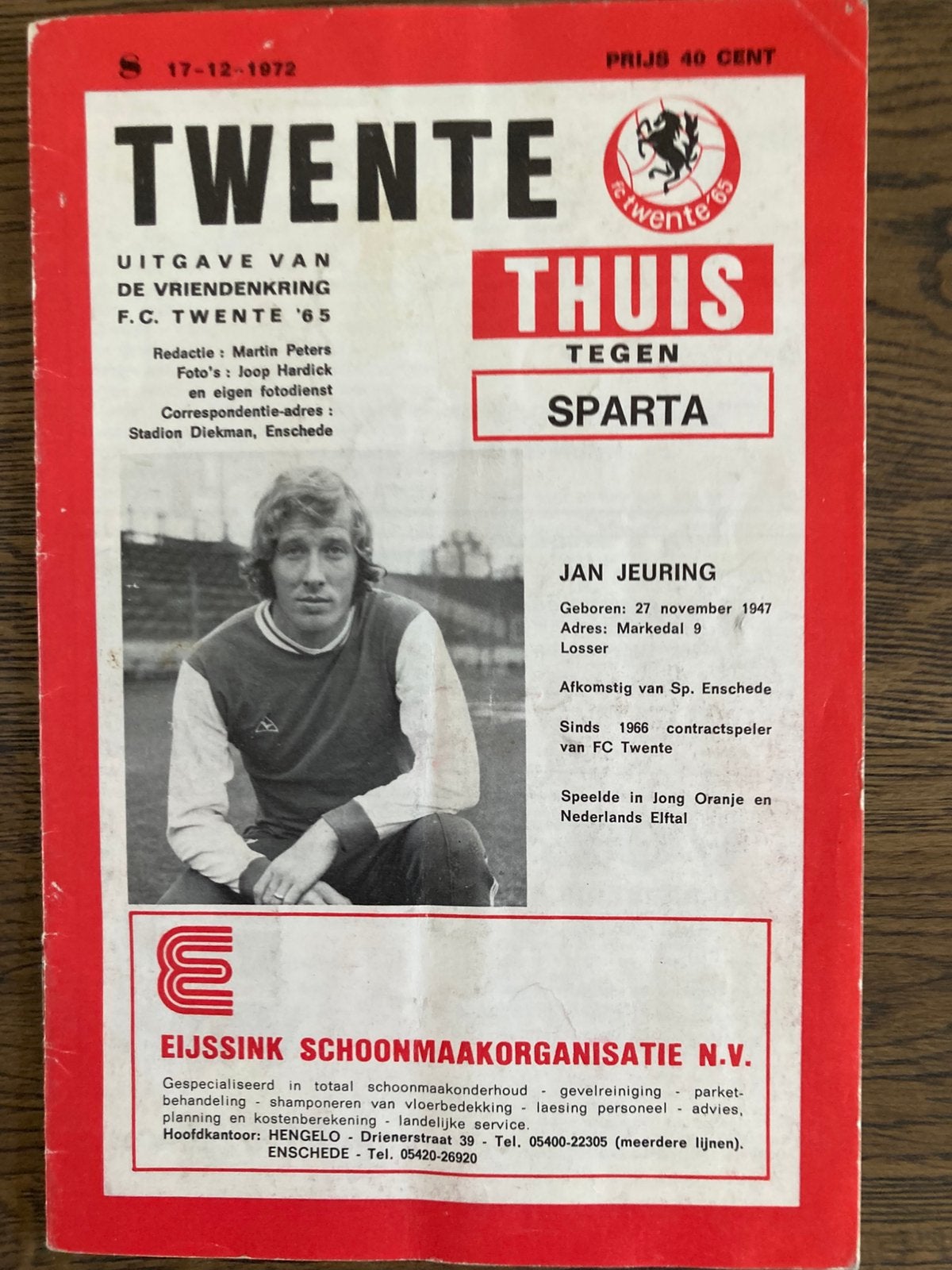 PROGRAMMABOEKJE FC TWENTE-SPARTA 72-73, Ophalen of Verzenden, F.C. Twente
