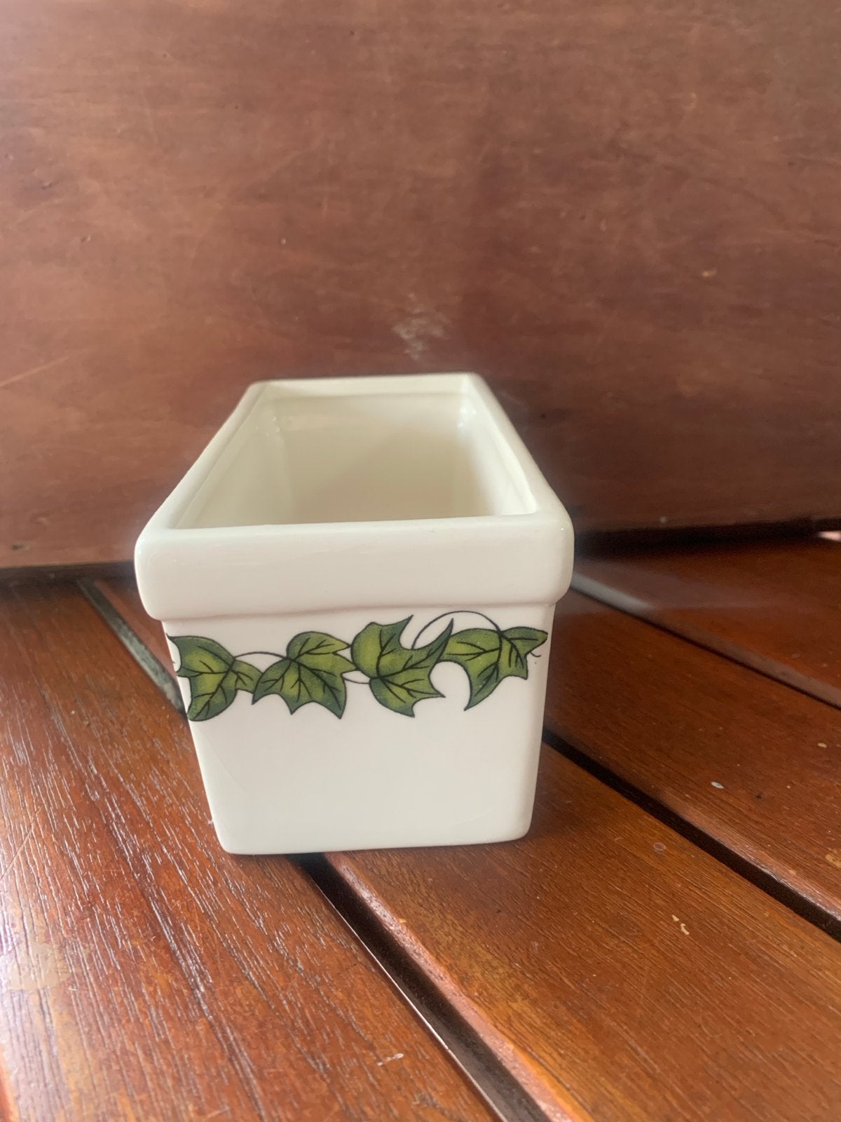 Aardewerk plantenbakje met klimop decor - 8x17x6 cm, Ophalen of Verzenden