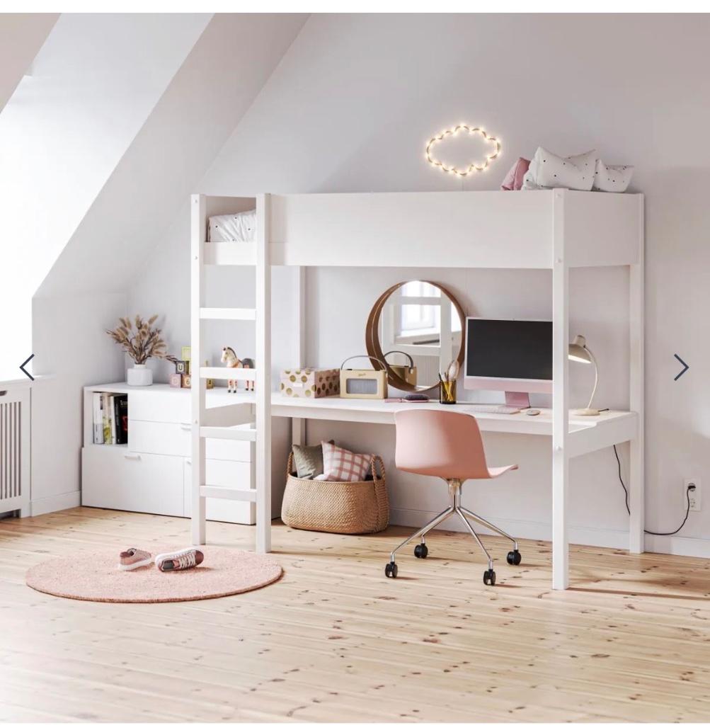 Hoogslaper wit, met bureau ( bed is uit elkaar !!! ), Ophalen, Gebruikt, Hoogslaper