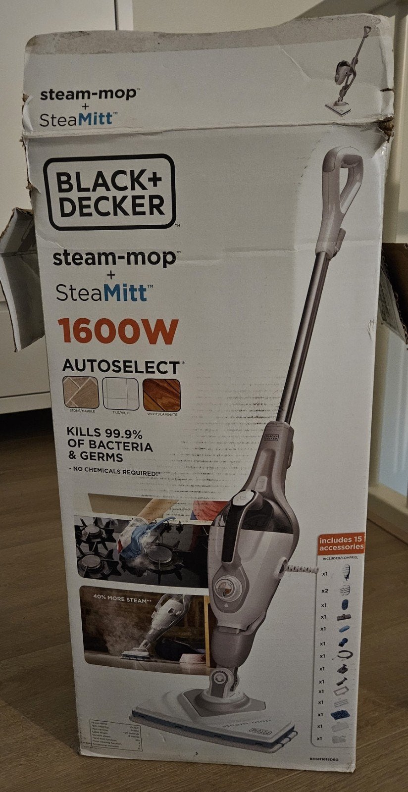 Black+Decker Steam-mop SteaMitt 1600W (gebruikt), Huis en Inrichting, Ophalen of Verzenden, Overige typen