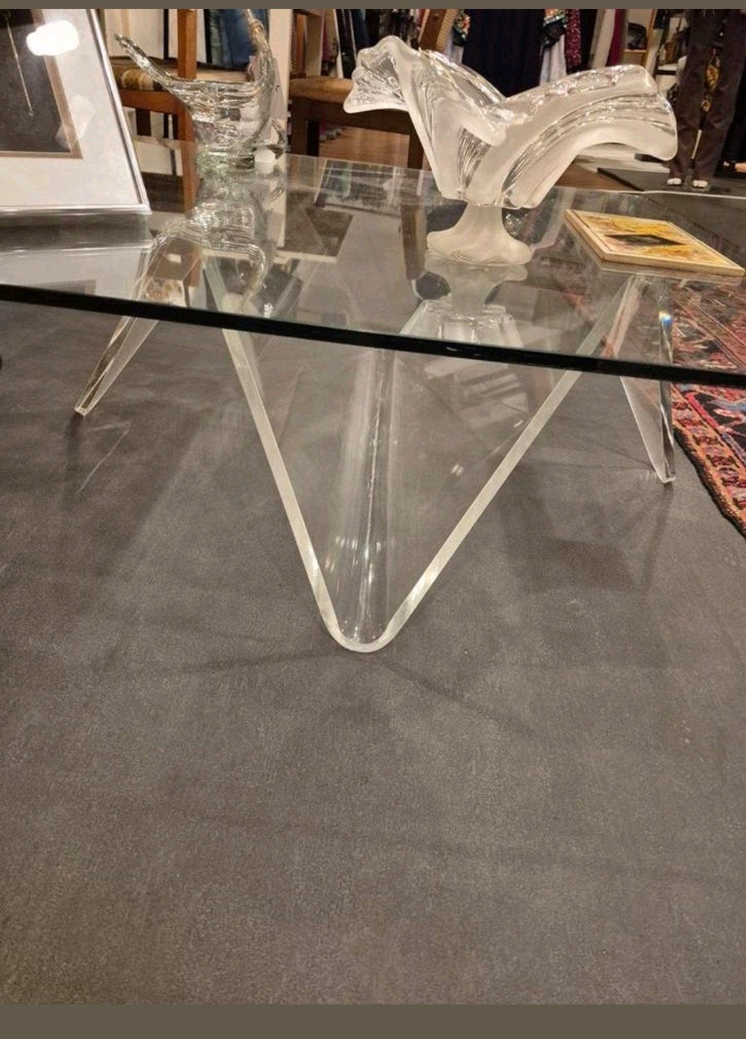 design tafel van glas bovenblad met plexiglas onderstel, Ophalen, Vierkant, Minder dan 50 cm, Modern, Design, Minimalistisch