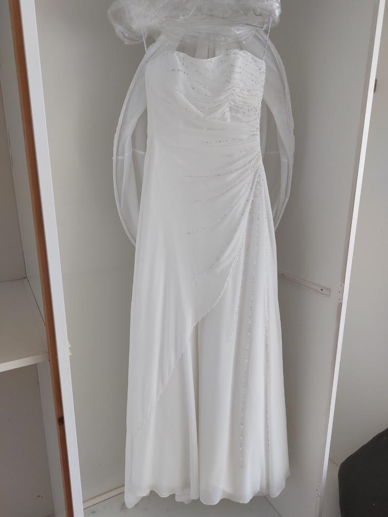Strapless trouwjurk met diamantjes, Ophalen, Zo goed als nieuw, Wit, Trouwjurk