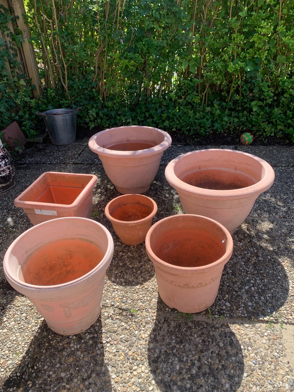 Set van 6 gebruikte terracotta bloempotten, Gebruikt, Binnen, Minder dan 40 cm, Overige vormen