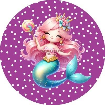 L2136 icing frosting zeemeermin 20cm eetbare taart print top, Ophalen of Verzenden, Nieuw, Taarten, Versiering