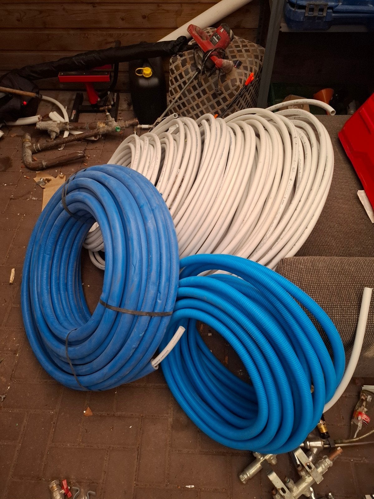 Diverse buizen en slangen voor afvoer of installatie, Gebruikt, Pvc, 6 meter of meer, Overige typen
