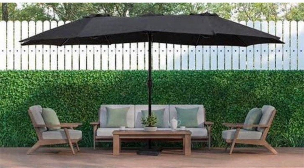 Nieuwe dubbele parasol 450x265 cm met hoes - Soest, Ophalen, Overige typen, Meer dan 4 meter, Nieuw