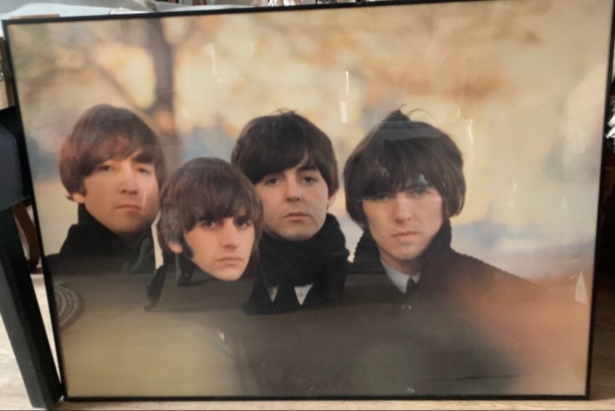 Vintage The Beatles Poster - 60x90 cm - Ingelijst, Ophalen, Gebruikt, 50 tot 75 cm, Foto of Poster