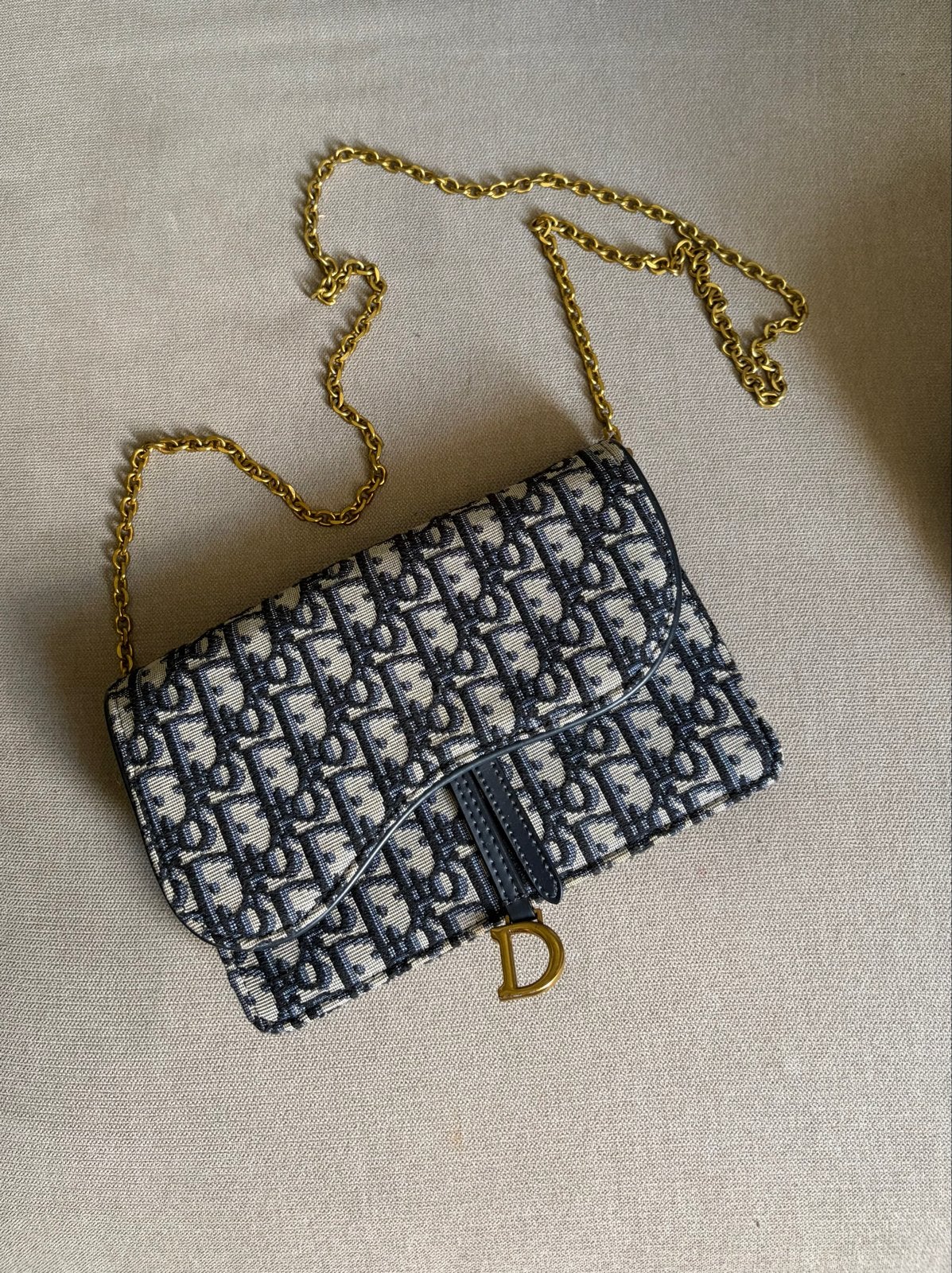 Dior Chain Clutch Blauw tasje, Ophalen, Zo goed als nieuw, Blauw, Schoudertasje