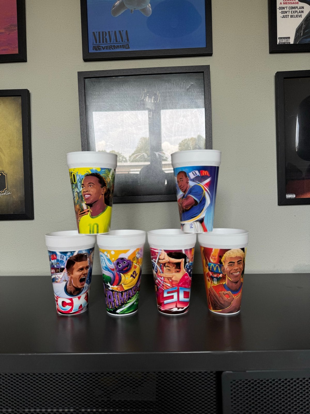 Set van 6 McDonald's Coca-Cola voetbalbekers, Meerkleurig, Overige stijlen, Kunststof, Ophalen of Verzenden