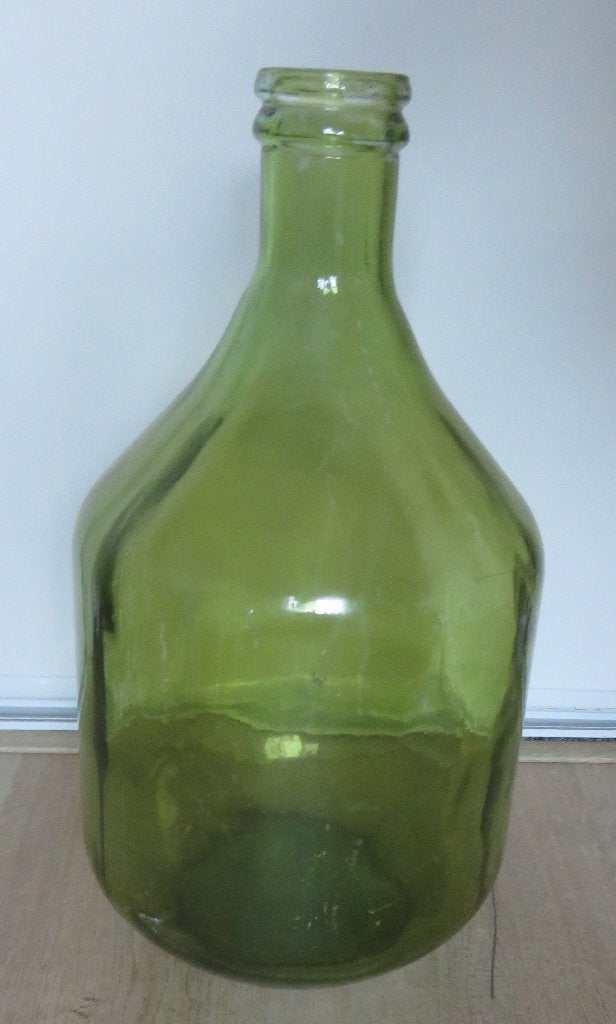 2 grote  groene vazen, Ophalen of Verzenden, Gebruikt, Groen, Glas