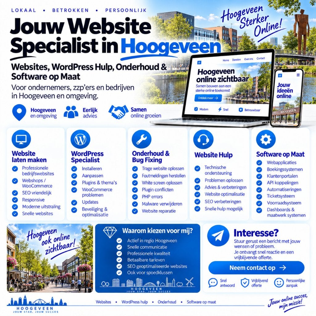 Website Laten Maken & WordPress Hulp Hoogeveen, Vacatures, Vanaf 3 jaar, Geschikt als bijbaan, Freelance of Uitzendbasis, 33 - 40 uur
