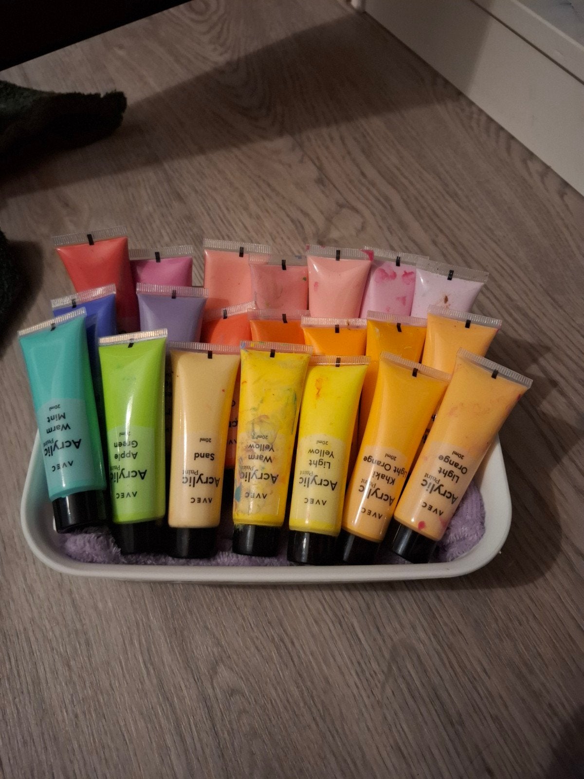 Acrylverf set - diverse kleuren, deels gebruikt, Ophalen