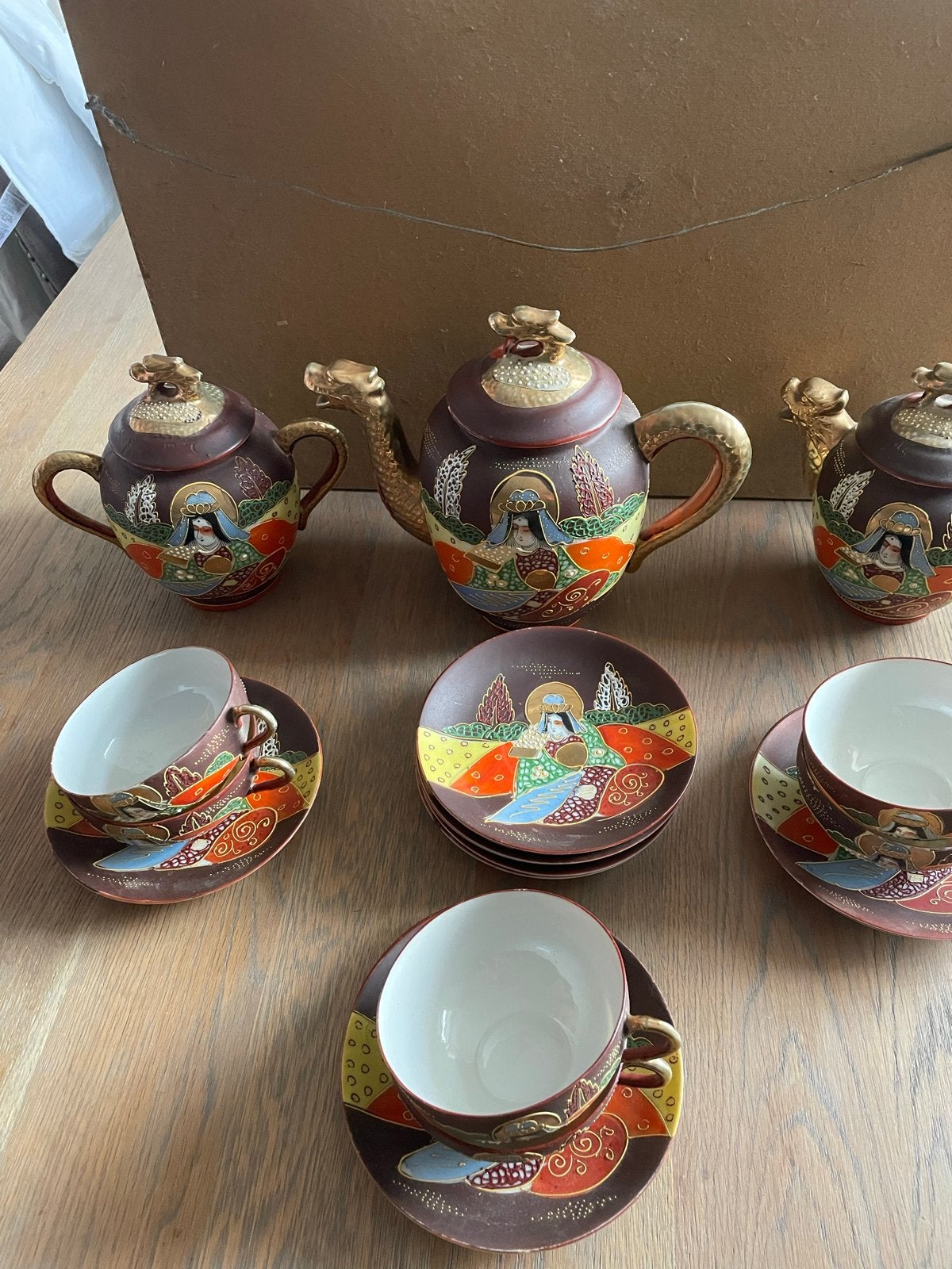 Antiek Japans Satsuma draken theeservies, Antiek en Kunst, Antiek | Servies compleet, Ophalen