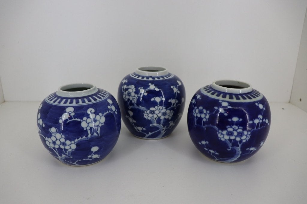 Set van 3 antieke Chinese gemberpotten Qing-dynastie (1900), Ophalen of Verzenden