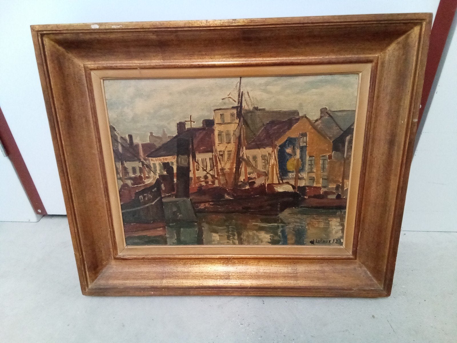 Havenzicht olieverfschilderij, stijl Alphonse VanBeurden Jr, Antiek en Kunst, Kunst | Schilderijen | Klassiek, Ophalen