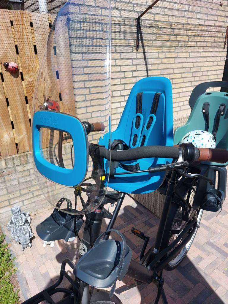 Bobike voorzitje blauw met windscherm ZGAN!, Ophalen, Voetsteuntjes, 0 t/m 18 kg, Bobike voorzitje