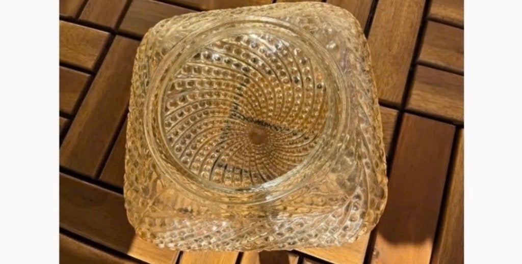 Vintage warm amber glazen kap Plafond lamp, Ophalen, Vintage, Plafondlamp, Overige kleuren