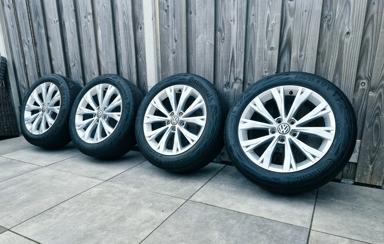 ❗️Originele 5x112 VW Borbet 17 inch velgen incl continental, Ophalen, Gebruikt, Banden en Velgen, 17 inch