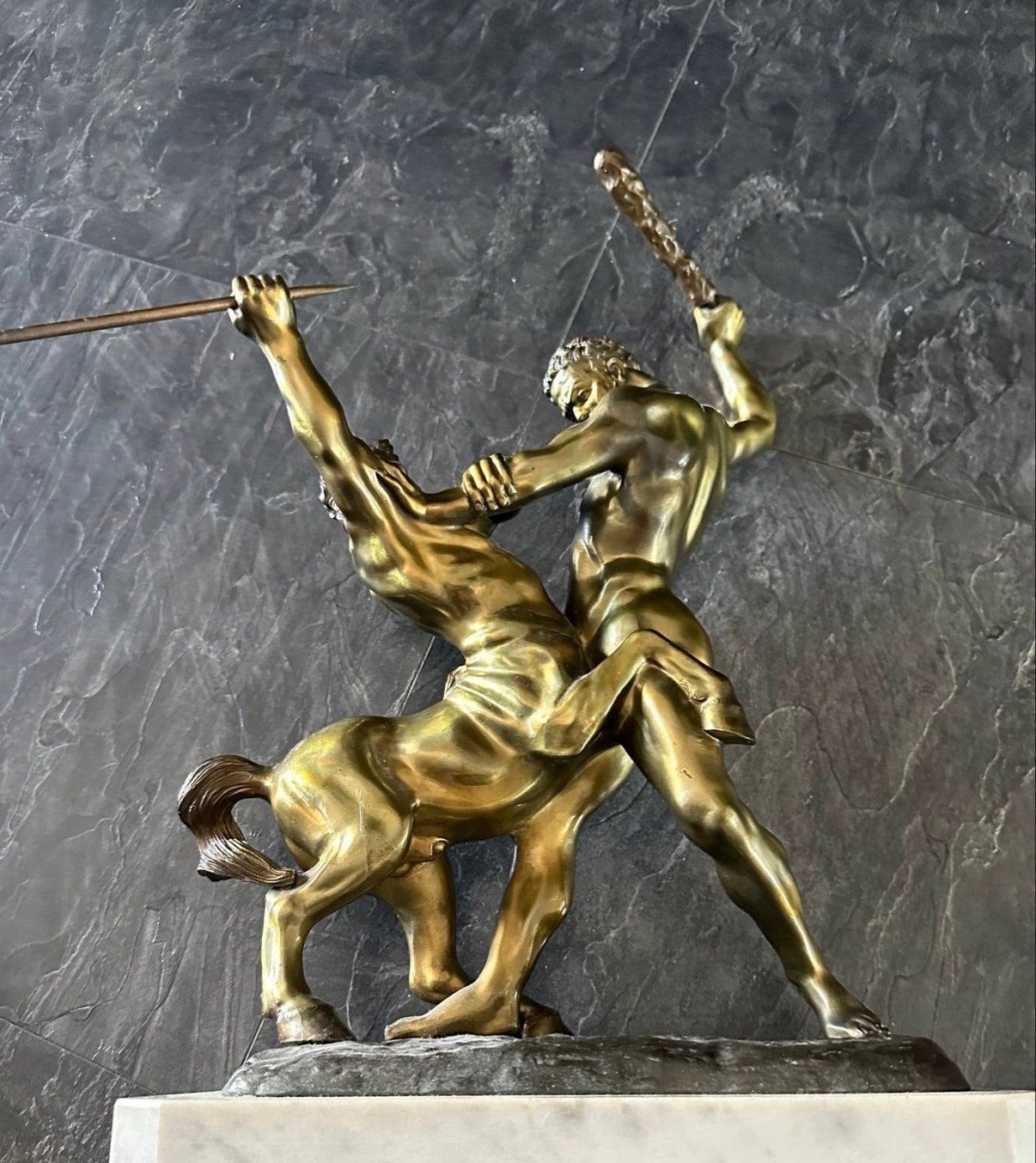 Fonderia P. Uccello Napoli - Hercules en Nessus beeld, Ophalen of Verzenden, Brons, Scène, Beeld