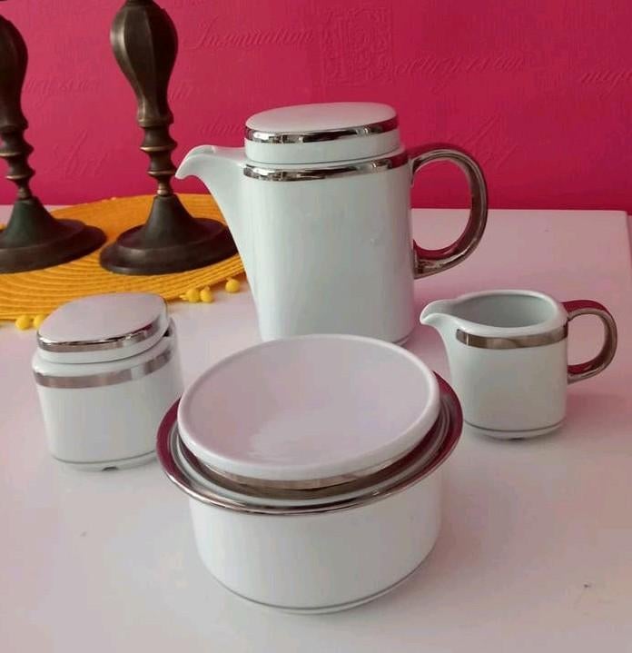 Seltmann Weiden Atlantik servies, wit met zilveren rand, Antiek en Kunst, Ophalen of Verzenden
