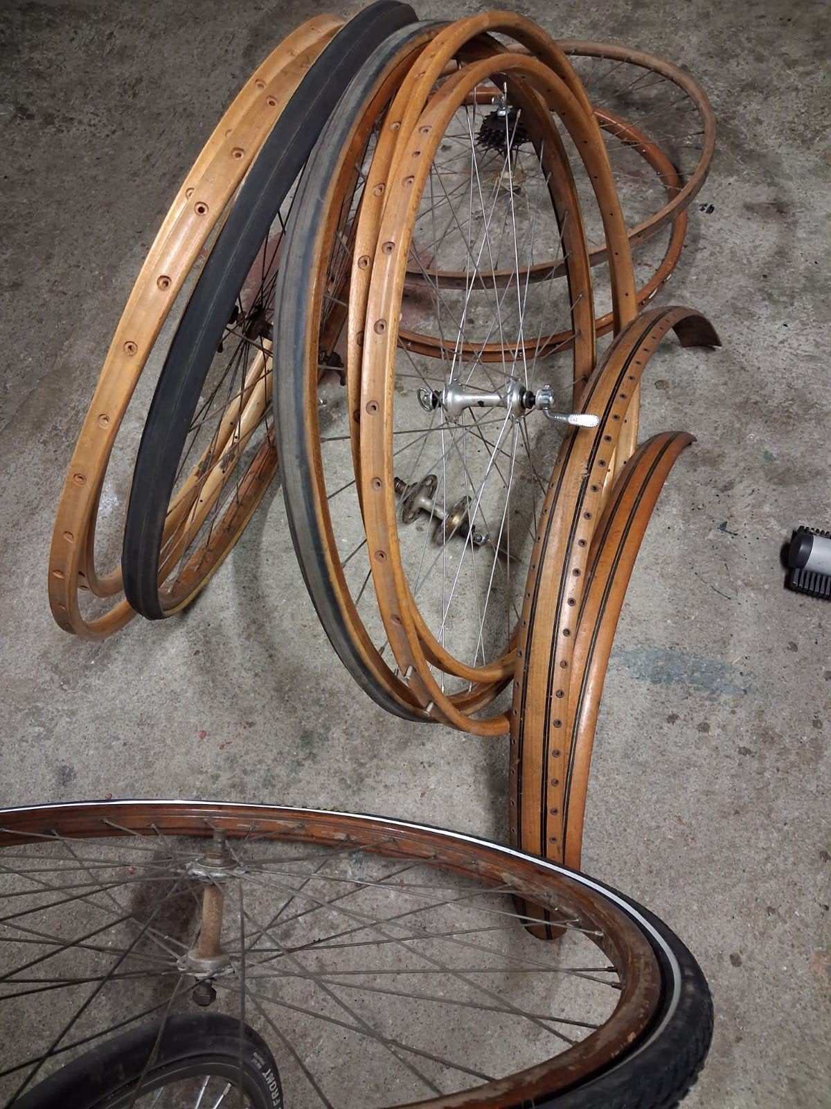 Vintage houten wielen en spatborden., Minder dan 10 versnellingen, Gebruikt, Staal, Heren