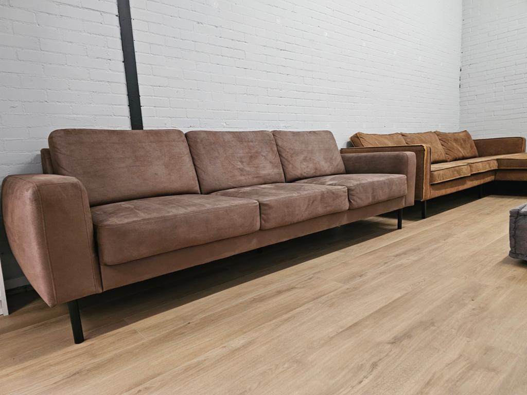 3 zits bank - Microvezel - Cognac, 125 cm of meer, 125 cm of meer, Zo goed als nieuw, Info@homefriesland.nl