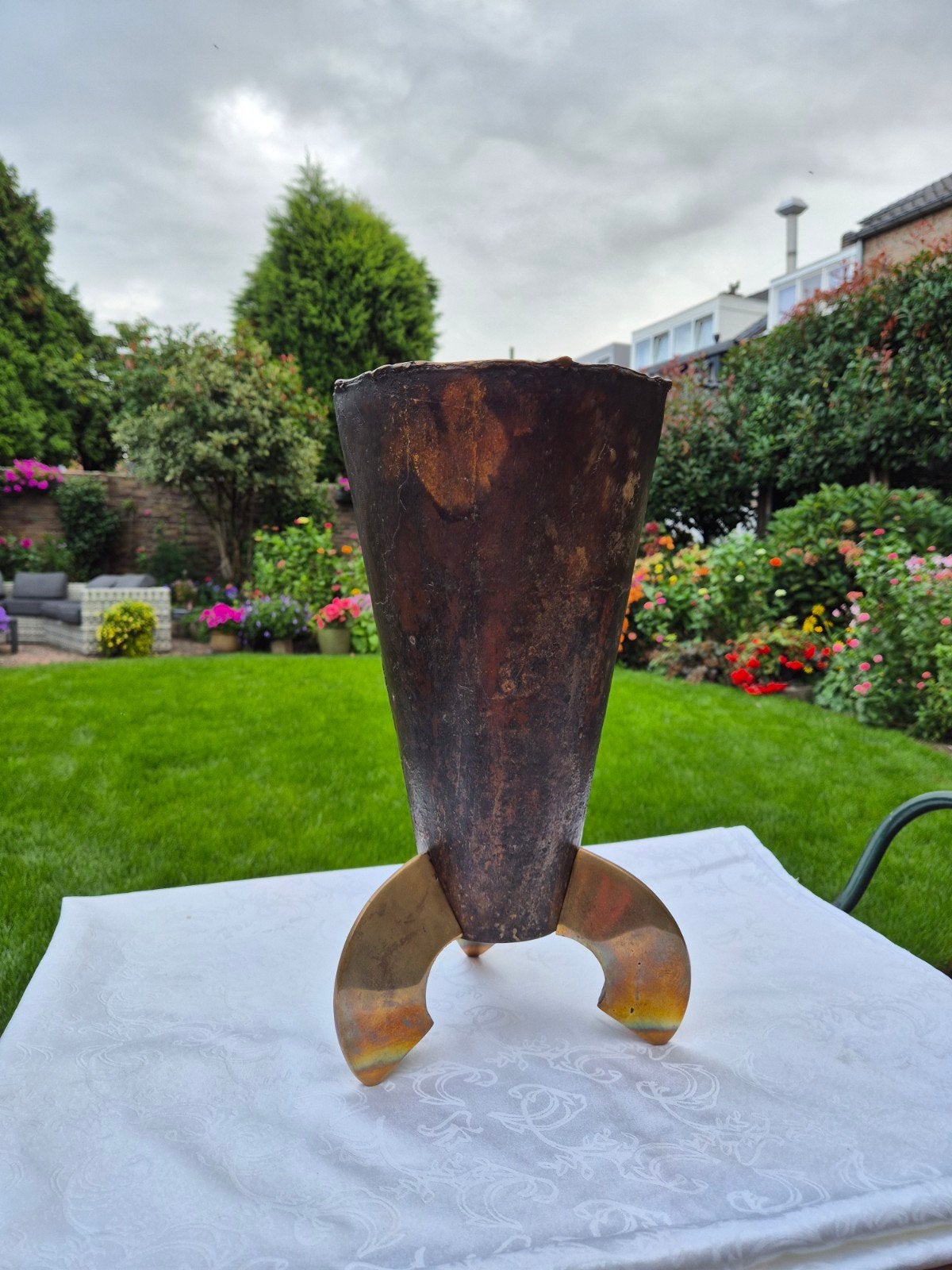 Bronzen vaas op poten, Antiek en Kunst, Ophalen, Brons