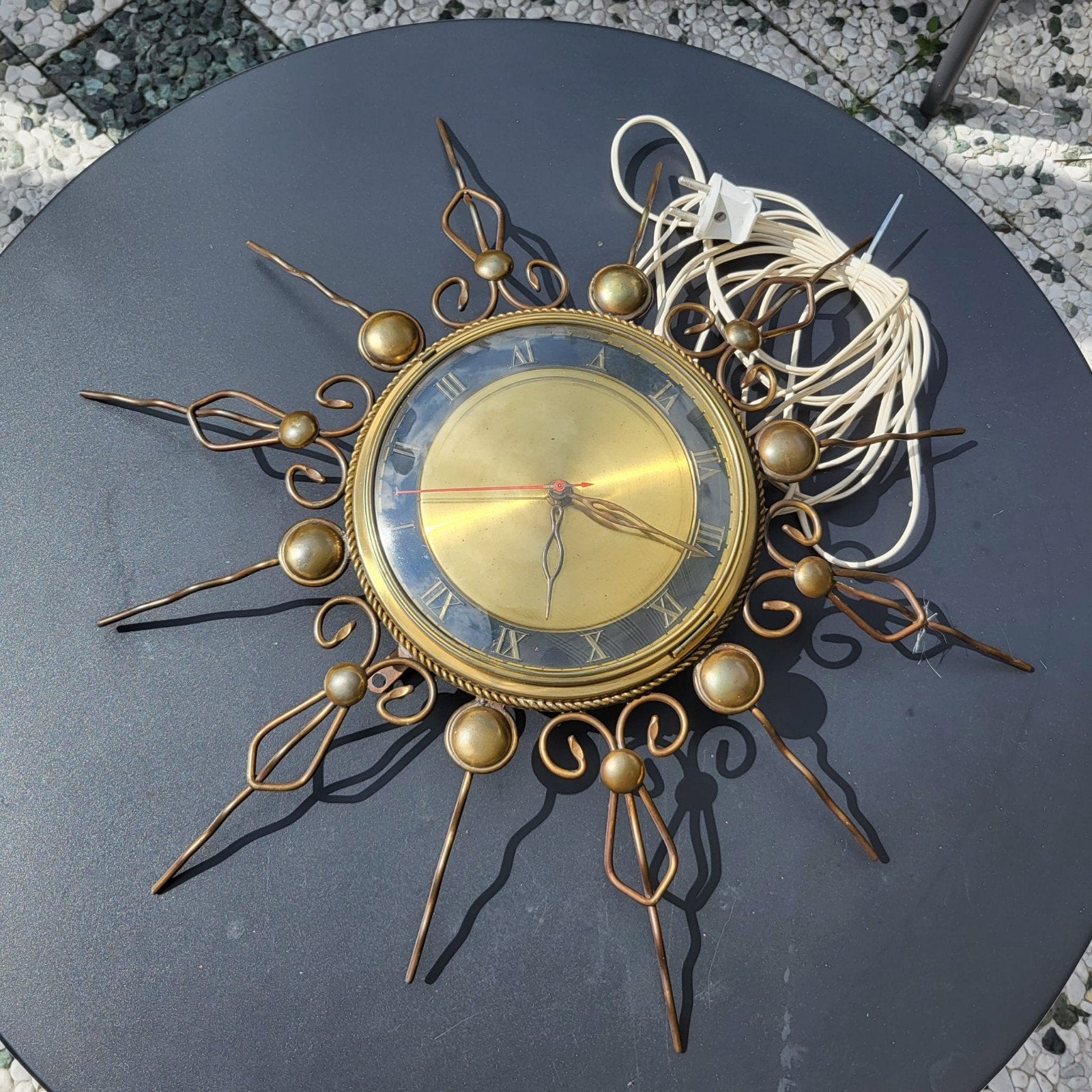 Vintage Zonnewijzer Wandklok - Messing Design, Ophalen