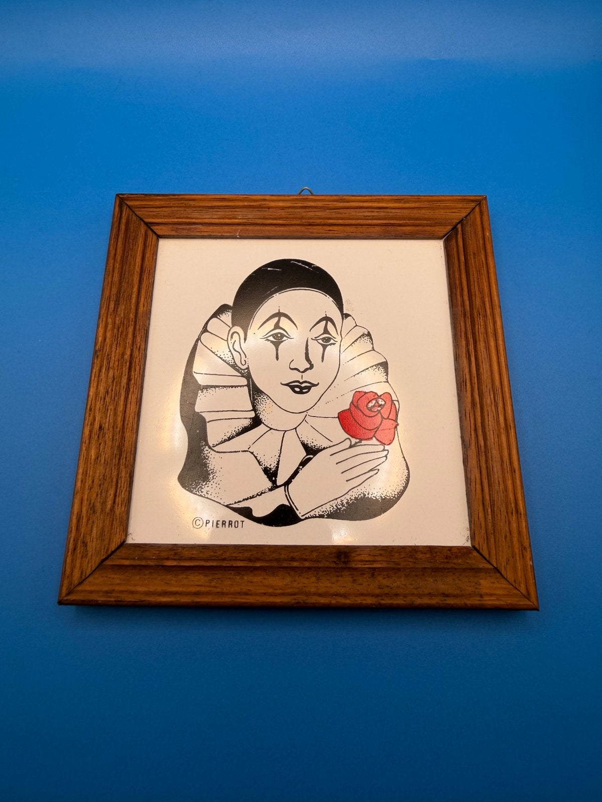 Prachtig kunstschilderijtje van Pierrot, Ophalen of Verzenden, Klassiek, Ingelijst, Portret of Personen