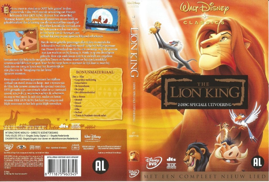 DVD Dinsey’s Lion King Speciale uitvoering 2 disc, Animatie, Ophalen of Verzenden, Zo goed als nieuw, Alle leeftijden