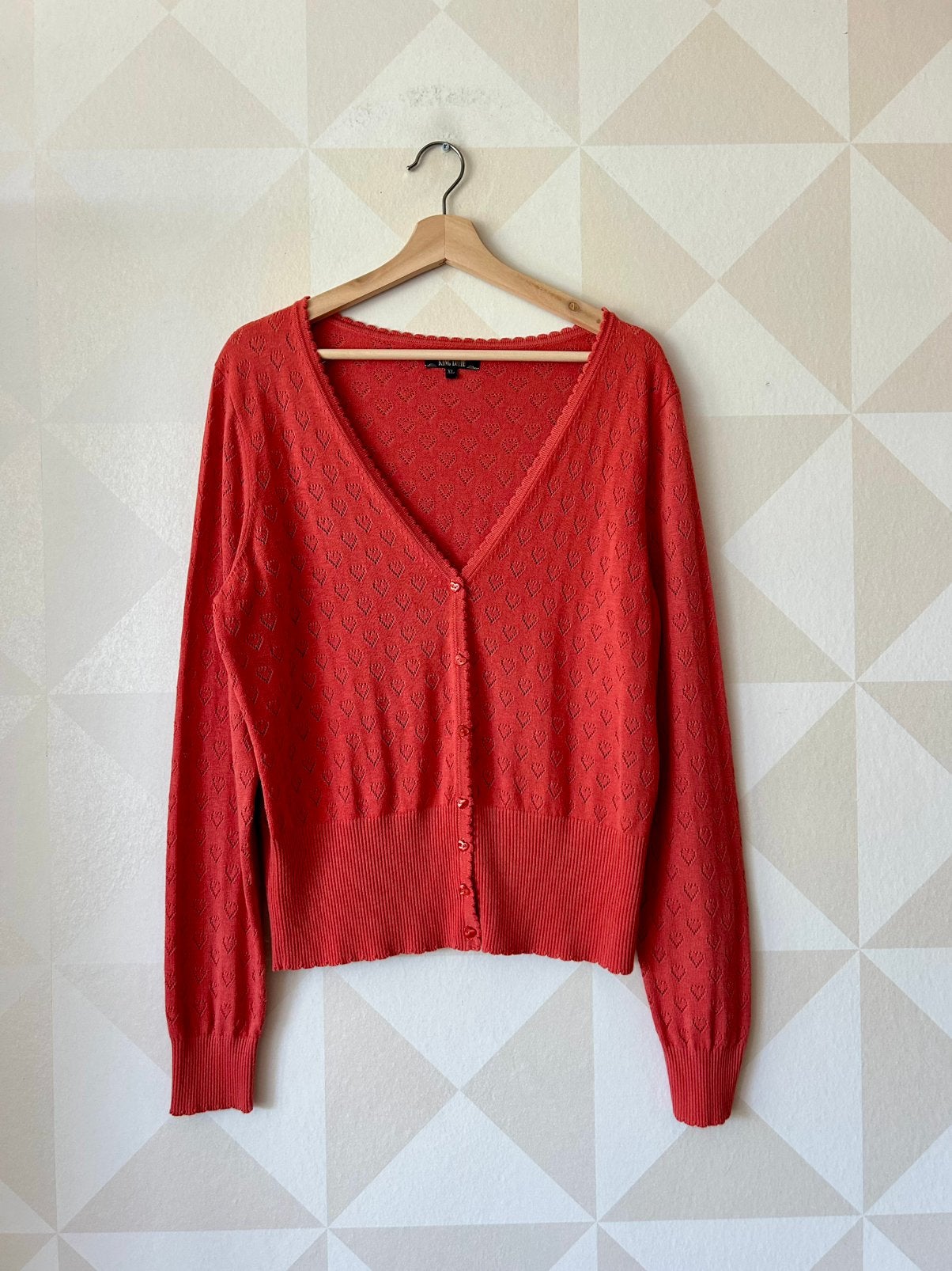 King Louie Cardi V Ajour vest hart oranje oudroze XL/42 zgan, Kleding | Dames, Maat 46/48 (XL) of groter, Oranje, Ophalen of Verzenden