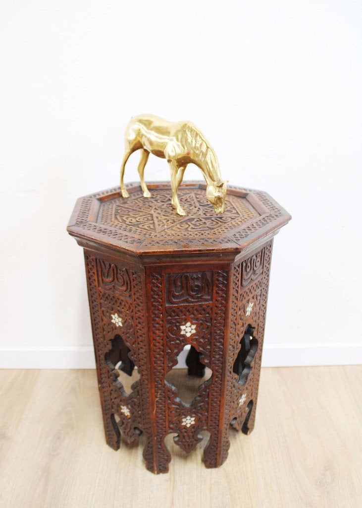 Antieke Oosterse bijzettafel, Vintage tafeltje, Syrië?, Ophalen of Verzenden