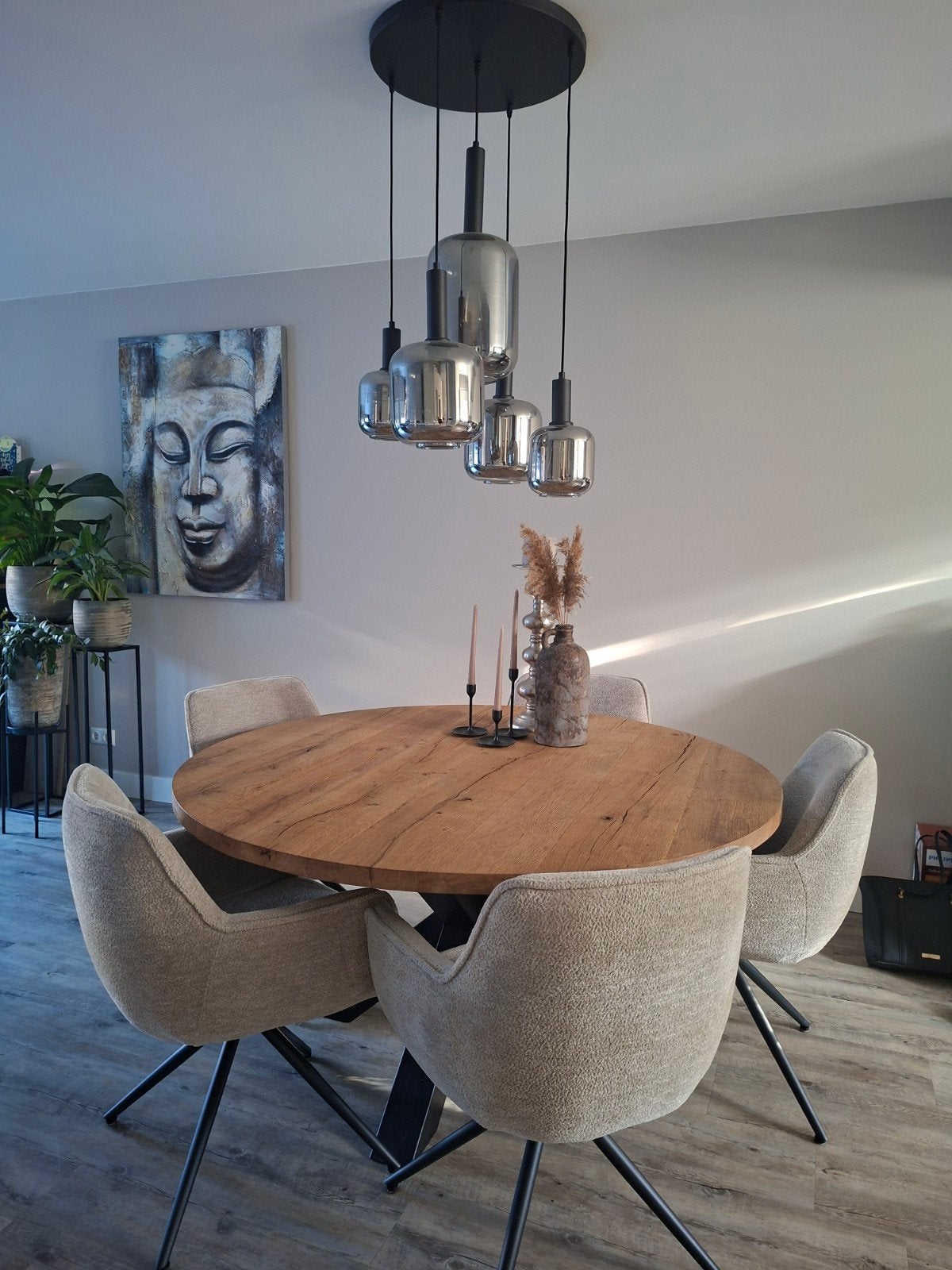 Massief eiken eettafel 150 cm, Ophalen, Zo goed als nieuw, 100 tot 150 cm, 100 tot 150 cm