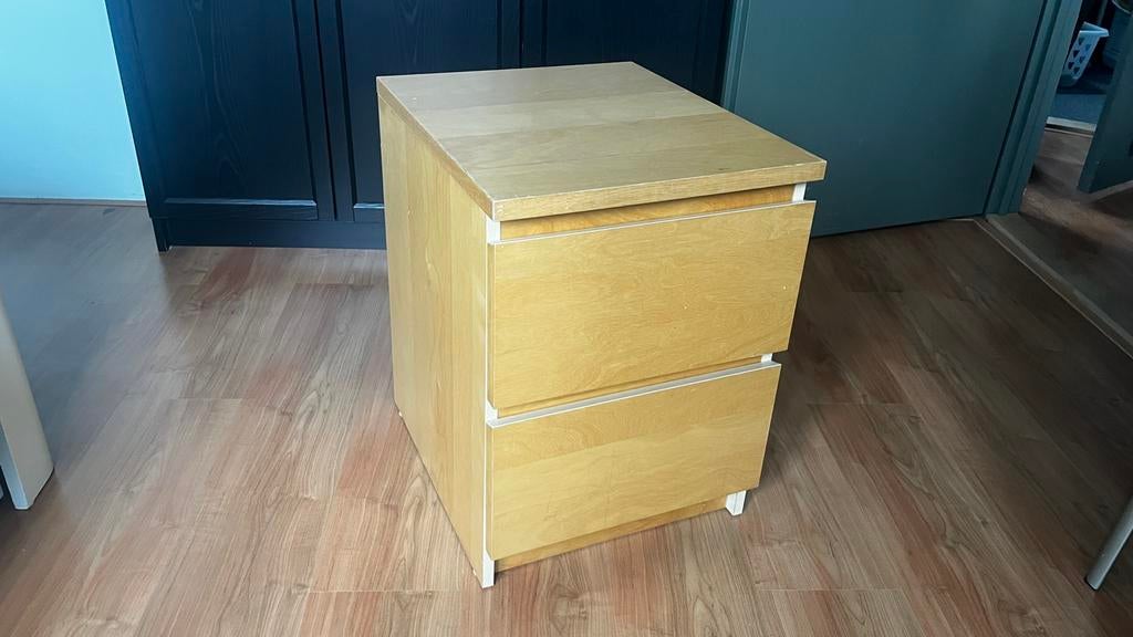 Ikea Malm ladekastje met 2 lades - Berkenfineer, Ophalen, Minder dan 50 cm, Gebruikt, 1 of 2 laden