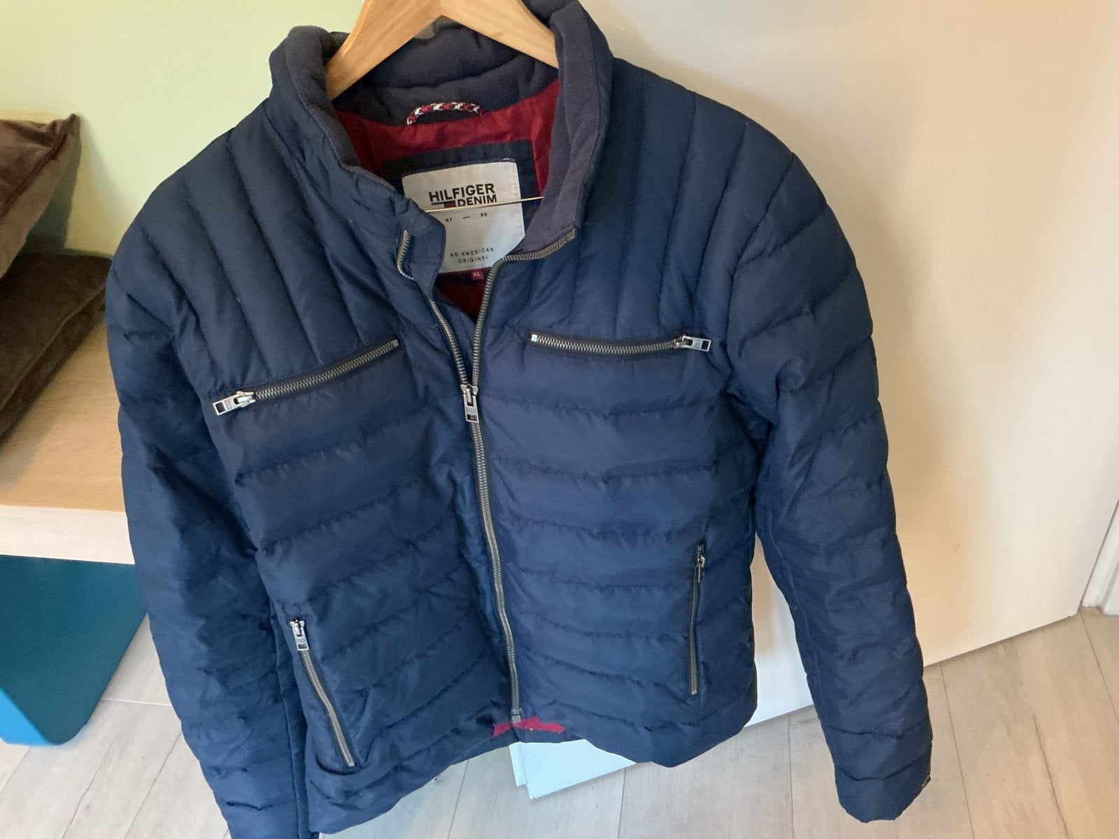Tommy Hilfiger Denim Heren gewatteerde jas - Maat XL, Ophalen of Verzenden, Zo goed als nieuw, Maat 48/50 (M), Blauw