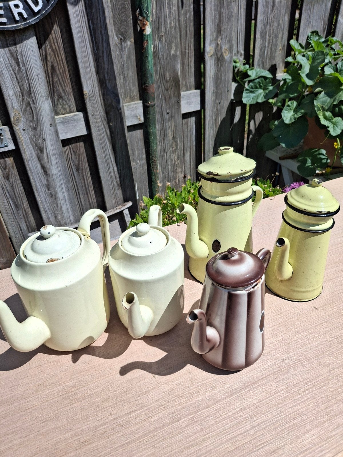 Vintage Emaille Koffie- en Theepotten Set, Ophalen of Verzenden