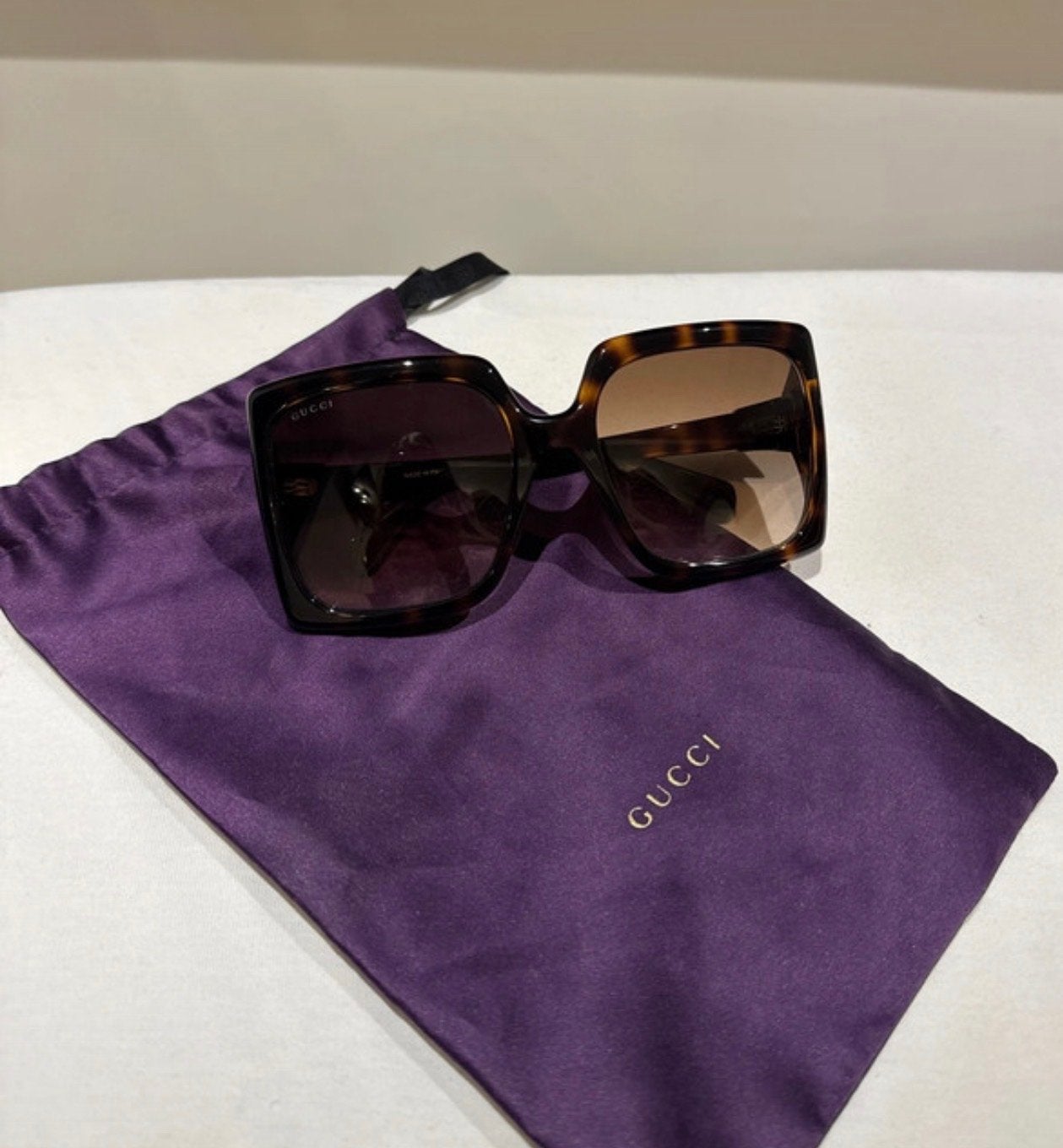 Gucci GG0876S 002 Oversized Zonnebril - Havana Bruin, Ophalen of Verzenden, Zo goed als nieuw, Bruin, Zonnebril