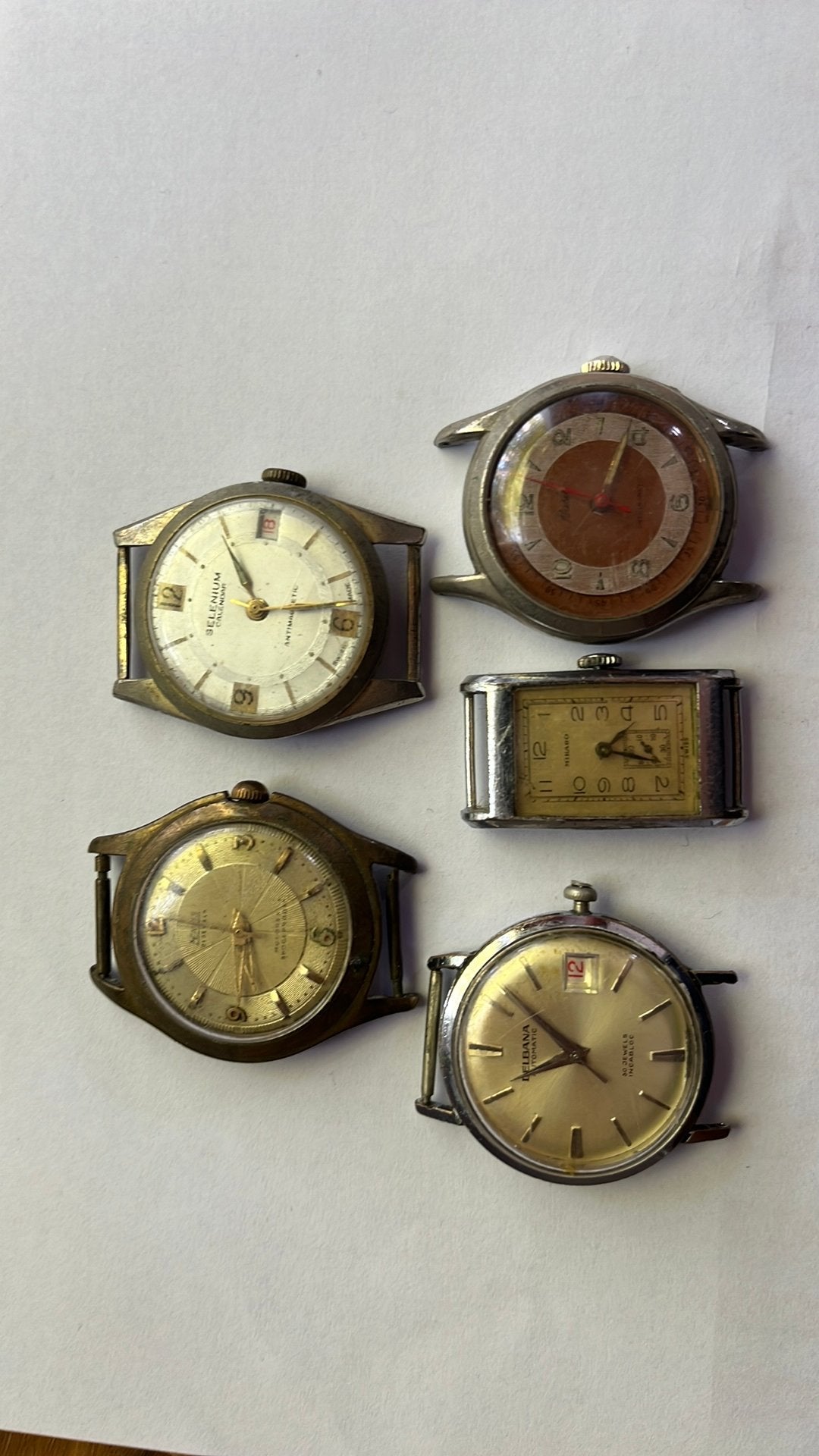5 niet lopende mechanische horloges, Ophalen of Verzenden, Overige materialen, Overige merken, Onbekend