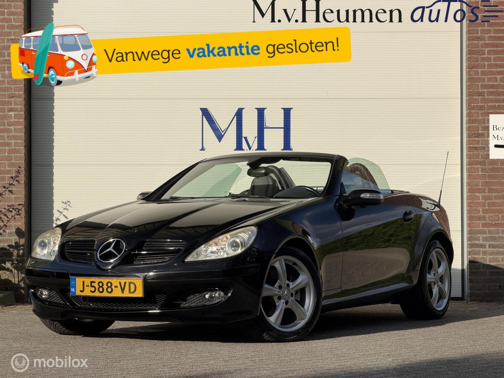 Mercedes SLK-klasse 280 V6 Automaat Leder Keurig Onderhouden, Auto's, Achterwielaandrijving, Gebruikt, Zwart, Cabriolet