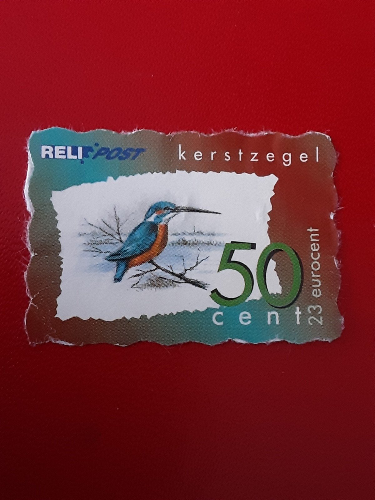Relipost. IJsvogel  50ct ( gest), Ophalen of Verzenden