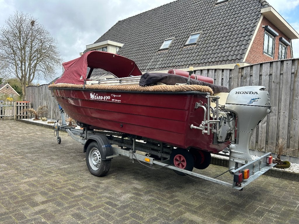 Wizard 490 sport/ 15 pk/ kanteltrailer, Ophalen, Gebruikt, Rondzit, Buitenboordmotor