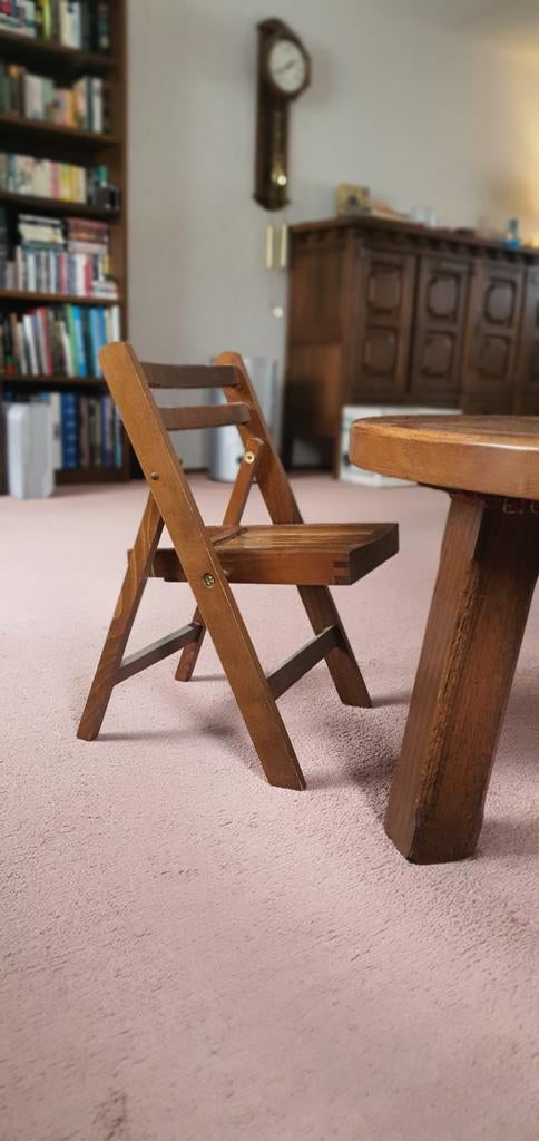 Vintage houten kinder klapstoeltje - jaren '60 massief eiken, Ophalen
