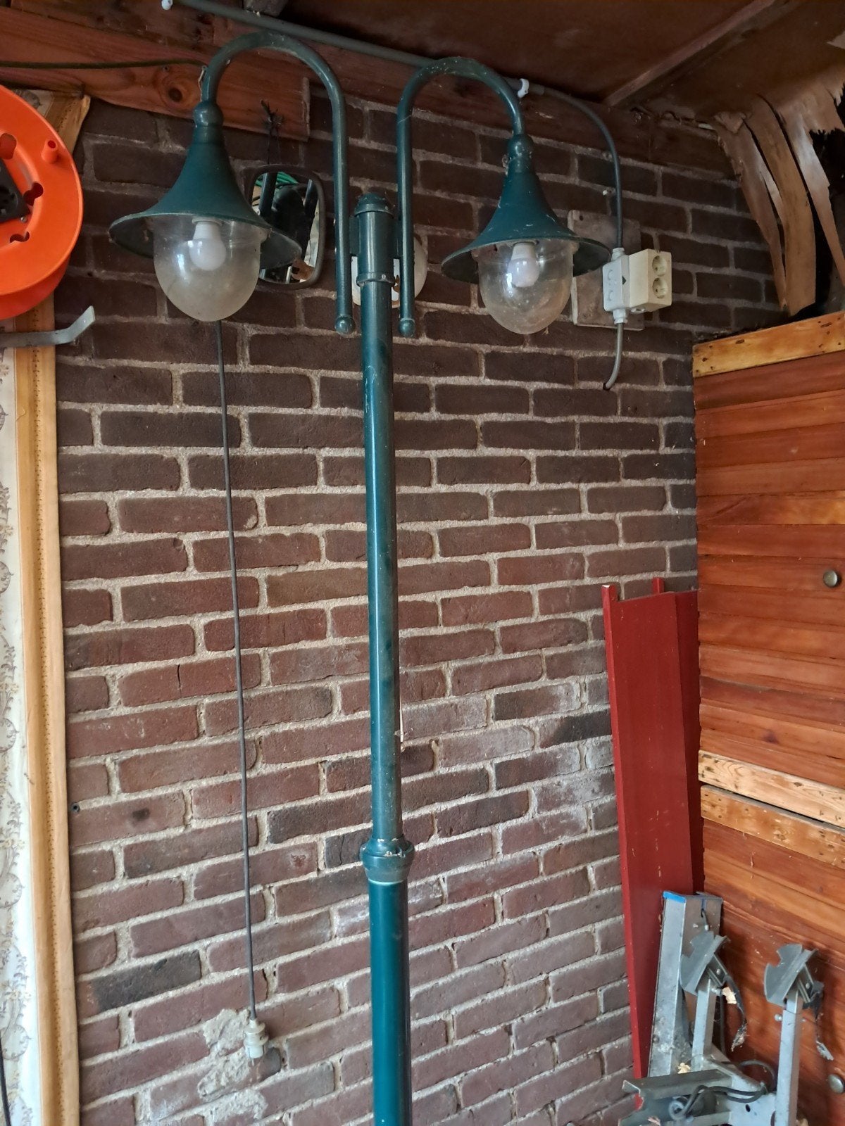 Vintage lantaarnpaal met twee lampen, Ophalen, Gebruikt