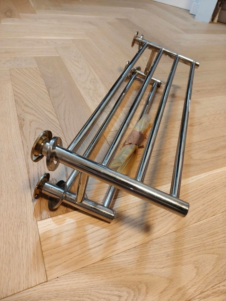 Handdoekrek handdooekhouder, Ophalen of Verzenden, Zo goed als nieuw, Zilver, Handdoekenrek